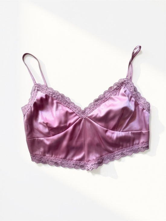 Garage Tops - Y2K Garage Satin Lace Bralette | Lilac | Festival Size Medium
